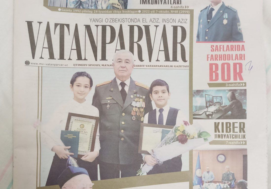 Vatanparvar newspaper front page featuring Asadbek